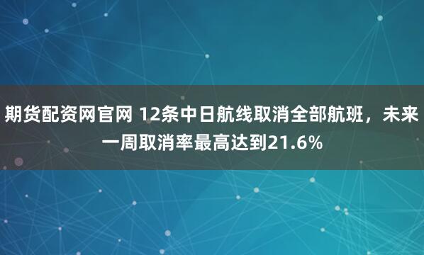 期货配资网官网 12条中日航线取消全部航班，未来一周取消率最高达到21.6%